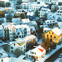 Buy canvas prints of Reykjavik roofs, Iceland by Robert MacDowall