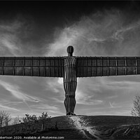 Buy canvas prints of Angel of the North - Black and white by Kev Robertson