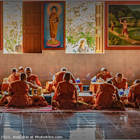 Buy canvas prints of Monks at dinner by Kev Robertson