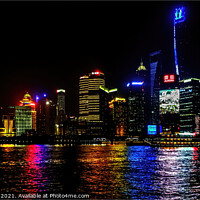 Buy canvas prints of The Bund at night by Kev Robertson