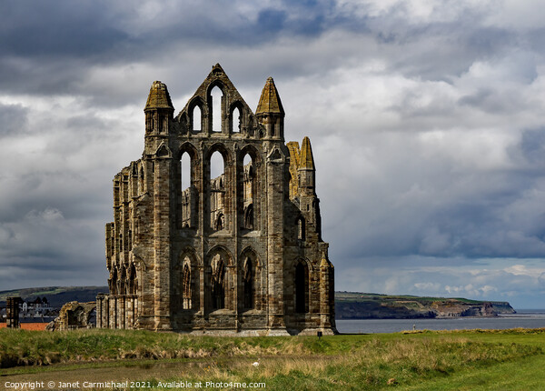 Majestic Ruins Overlooking Whitby Bay Picture Board by Janet Carmichael