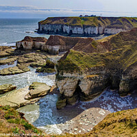 Buy canvas prints of Flamborough Head Cliffs and Caves by Janet Carmichael