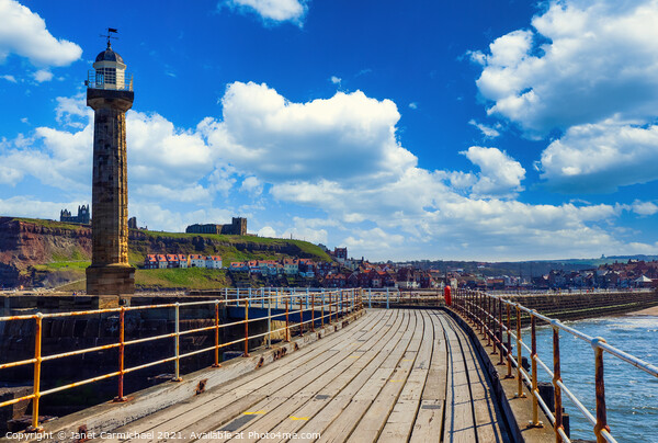 Whitby West Pier Picture Board by Janet Carmichael