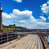Buy canvas prints of Whitby West Pier by Janet Carmichael
