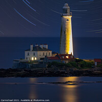 Buy canvas prints of Enchanting Nighttime View of St Marys Lighthouse by Janet Carmichael