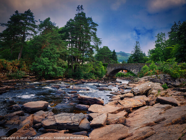 Evening at the Bridge of Dochart, Killin Picture Board by Janet Carmichael
