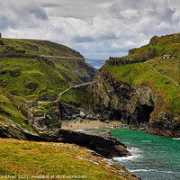 Buy canvas prints of Merlin's Cave and Tintagel Cove by Janet Carmichael