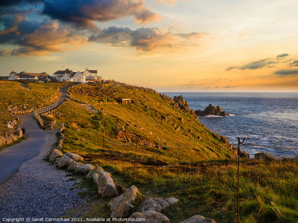 Majestic Lands End Sunset Picture Board by Janet Carmichael