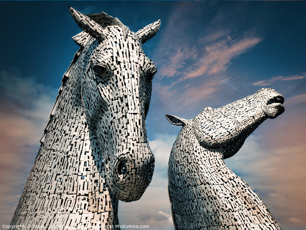 Majestic Kelpies Rising from Scottish Canal Picture Board by Janet Carmichael
