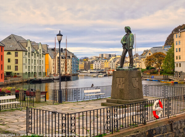 The Fisher Boy Statue at Alesund Picture Board by Janet Carmichael