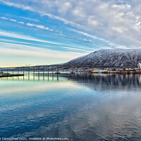 Buy canvas prints of Tromso Bridge and the Arctic Cathedral by Janet Carmichael