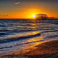 Buy canvas prints of Golden Sunset Over Iconic West Pier by Janet Carmichael