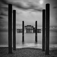 Buy canvas prints of Brighton West Pier in Monochrome by Janet Carmichael
