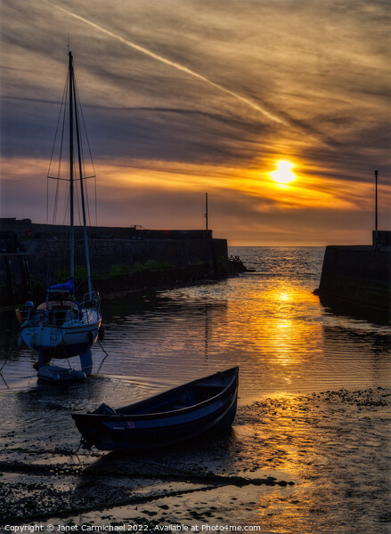 Serene Sunset over Aberaeron Harbour Picture Board by Janet Carmichael