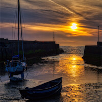 Buy canvas prints of Serene Sunset over Aberaeron Harbour by Janet Carmichael
