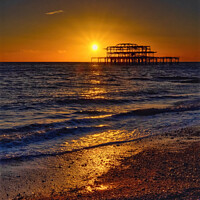 Buy canvas prints of Golden Sunset Over Iconic West Pier by Janet Carmichael