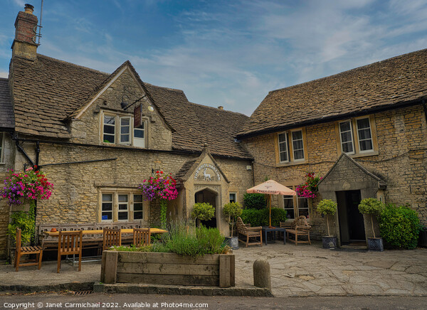 Charming White Hart Inn in the Cotswolds Picture Board by Janet Carmichael