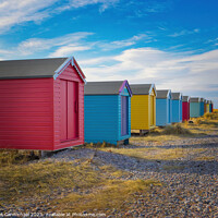 Buy canvas prints of Colourful Beach Huts under Scottish Skies by Janet Carmichael