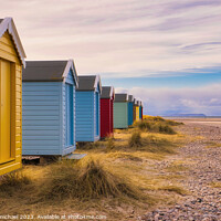 Buy canvas prints of Findhorn Beach Huts by Janet Carmichael