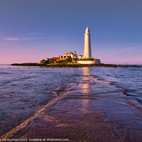 Buy canvas prints of Sunset Glow at St Mary's Lighthouse by Janet Carmichael