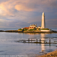 Buy canvas prints of St Mary's Lighthouse Sunset by Janet Carmichael