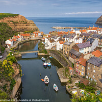 Buy canvas prints of Staithes Rooftops by Janet Carmichael