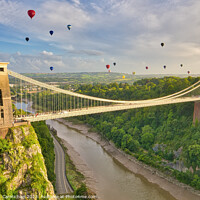 Buy canvas prints of Iconic Clifton Bridge Hot Air Balloon Mass Ascent by Janet Carmichael