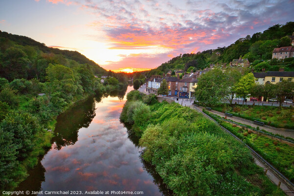 Sunset over Ironbridge Picture Board by Janet Carmichael
