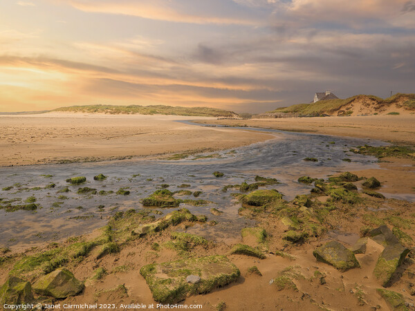 Coastal Serenity - Rhosneigr Beach Sunset Picture Board by Janet Carmichael