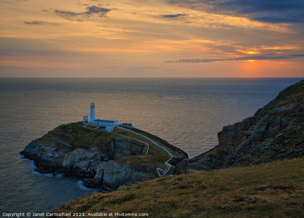 South Stack Lighthouse at Sunset Picture Board by Janet Carmichael