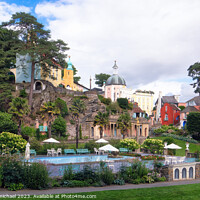 Buy canvas prints of Mediterranean Charm at Portmeirion by Janet Carmichael