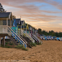 Buy canvas prints of Sunset over Wells Next the Sea Beach Huts by Janet Carmichael