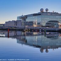 Buy canvas prints of Reflections of Pacific Quay, Glasgow by Janet Carmichael