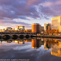 Buy canvas prints of Sunset Reflections in the River Clyde by Janet Carmichael