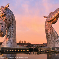 Buy canvas prints of First Light on The Kelpies by Janet Carmichael