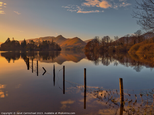 Sunset Approaches at Derwentwater Picture Board by Janet Carmichael