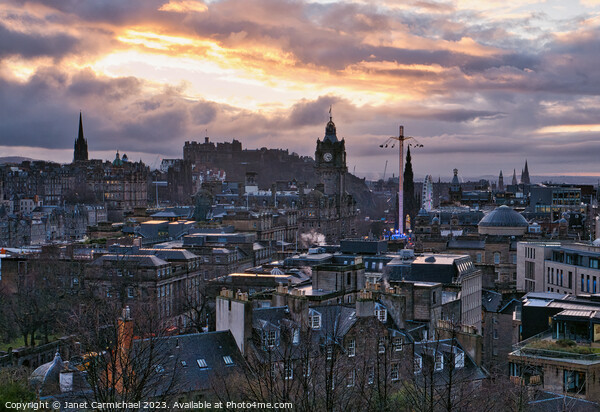 Edinburgh City Skyline at Sunset Picture Board by Janet Carmichael