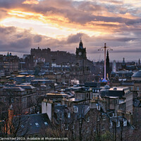 Buy canvas prints of Edinburgh City Skyline at Sunset by Janet Carmichael