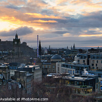 Buy canvas prints of Sunset over Edinburgh Skyline by Janet Carmichael