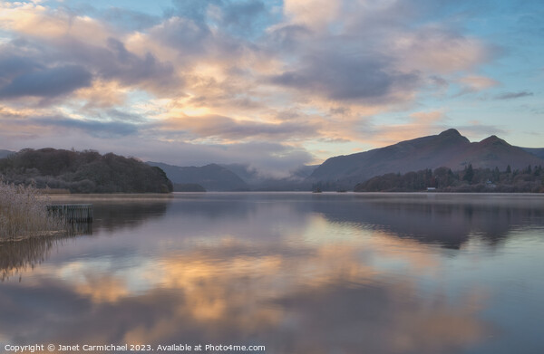 Glory Sunrise over Derwentwater Picture Board by Janet Carmichael