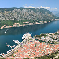 Buy canvas prints of Majestic Kotor Aerial View by Janet Carmichael