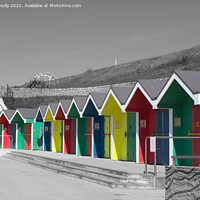 Buy canvas prints of colourful seaside beach huts by Ollie Hully