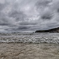 Buy canvas prints of Stormy beach with waves by Ollie Hully