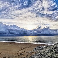 Buy canvas prints of Stormy sky over low bar beach, Helston Cornwall  by Ollie Hully