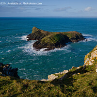 Buy canvas prints of Ocean view from the cliffs above Mullion by Paul Richards