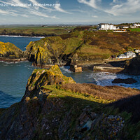 Buy canvas prints of View of Mullion harbour from the cliff top by Paul Richards