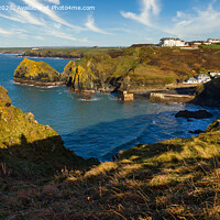 Buy canvas prints of View of Mullion harbour from the cliff top by Paul Richards