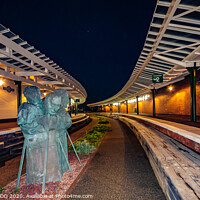 Buy canvas prints of Folkestone harbour station sculpture by MARTIN WOOD