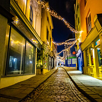 Buy canvas prints of The Old High Street, Folkestone, by night  by MARTIN WOOD