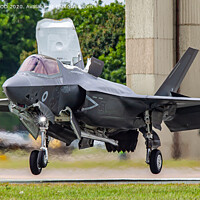 Buy canvas prints of RAF F-35B Lightning vertical touch down. by MARTIN WOOD